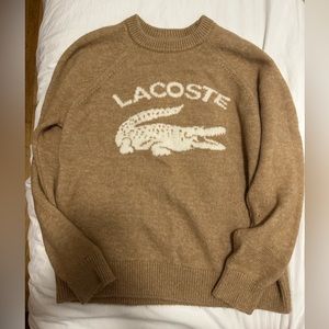 Lacoste Branded Contrast Crocodile Blend Alpaca Sweater